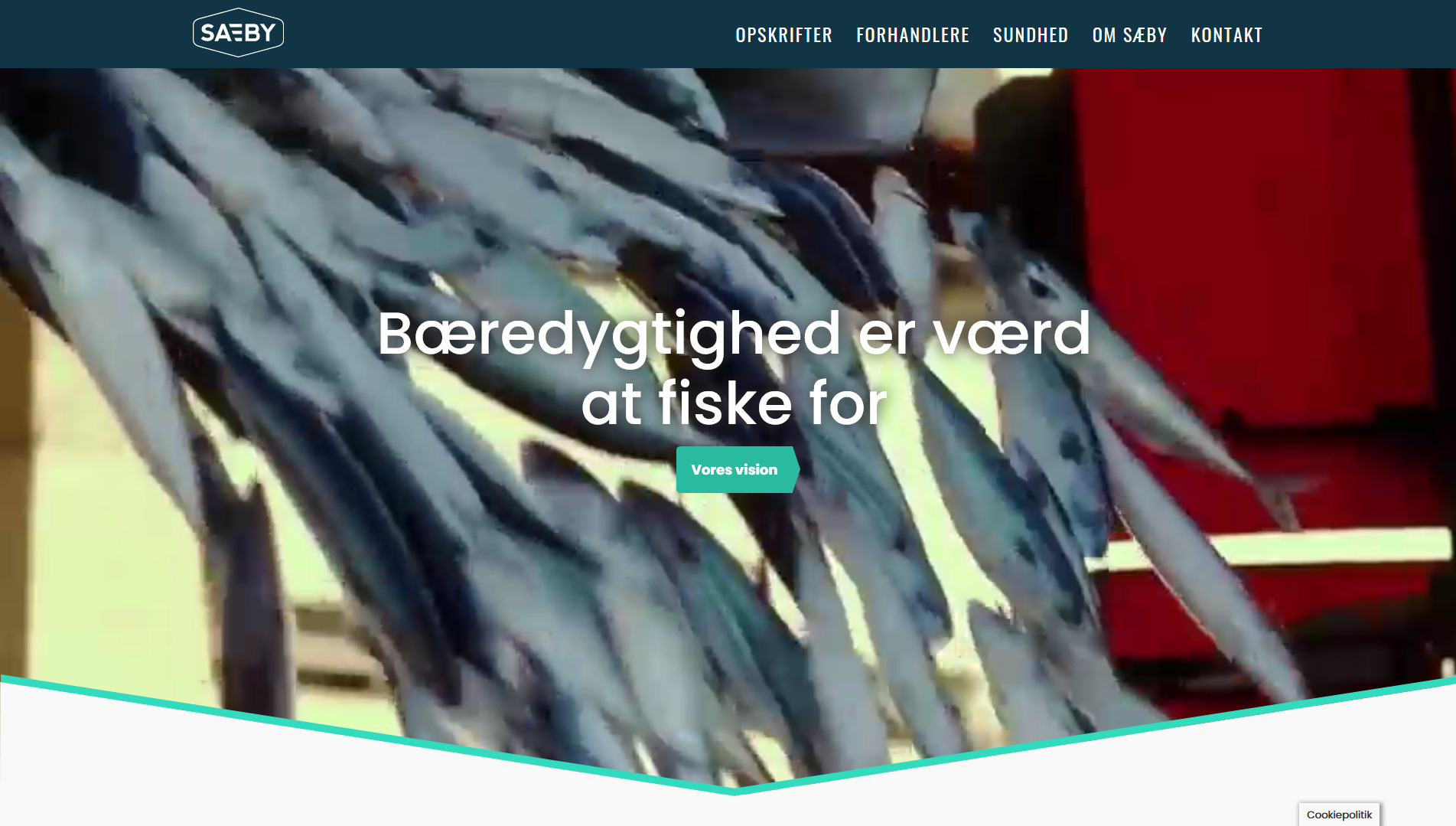 Landing-page til hjemmeside for Sæby Fiske-Industri